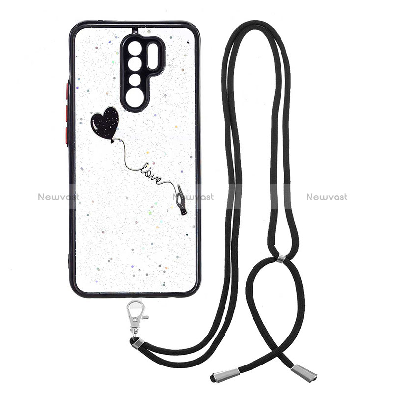 Silicone Candy Rubber Gel Fashionable Pattern Soft Case Cover with Lanyard Strap Y01X for Xiaomi Poco M2