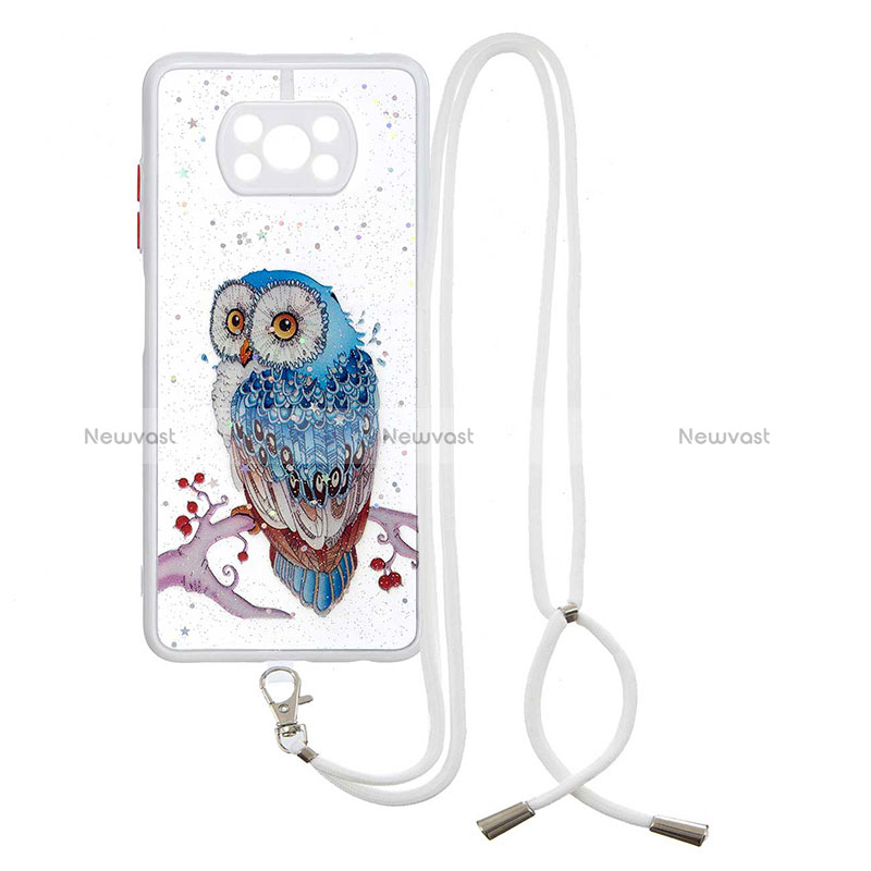 Silicone Candy Rubber Gel Fashionable Pattern Soft Case Cover with Lanyard Strap Y01X for Xiaomi Poco X3 Mixed