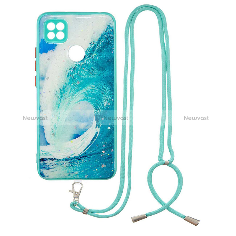 Silicone Candy Rubber Gel Fashionable Pattern Soft Case Cover with Lanyard Strap Y01X for Xiaomi Redmi 10A 4G