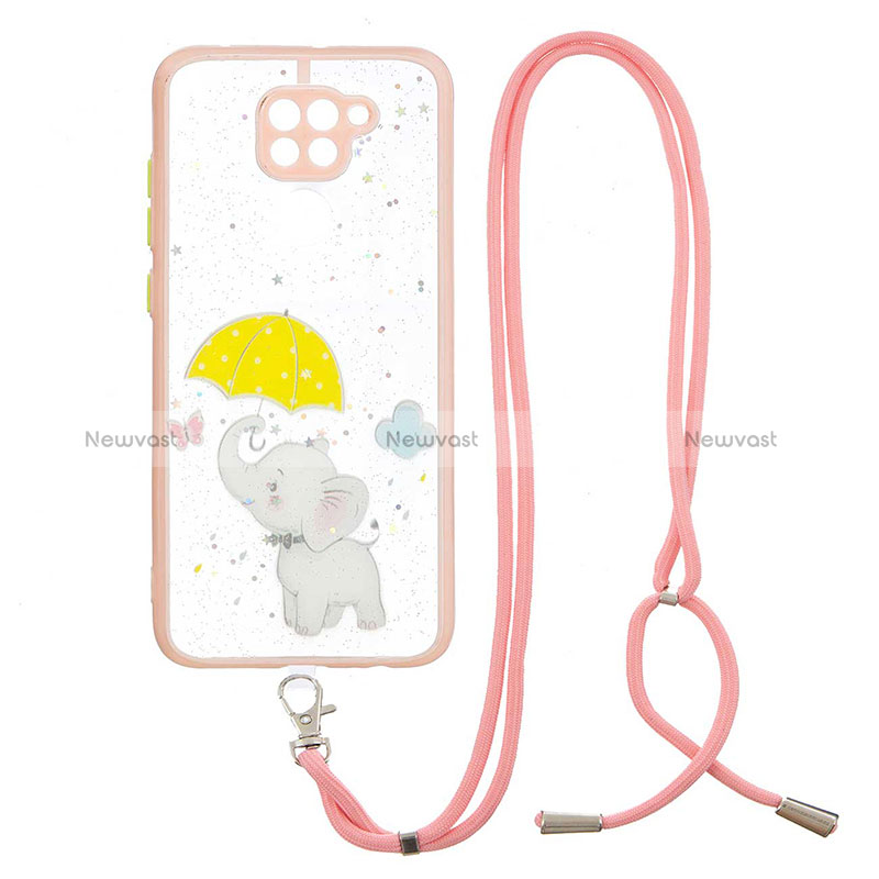 Silicone Candy Rubber Gel Fashionable Pattern Soft Case Cover with Lanyard Strap Y01X for Xiaomi Redmi 10X 4G