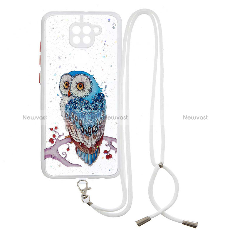 Silicone Candy Rubber Gel Fashionable Pattern Soft Case Cover with Lanyard Strap Y01X for Xiaomi Redmi 10X 4G