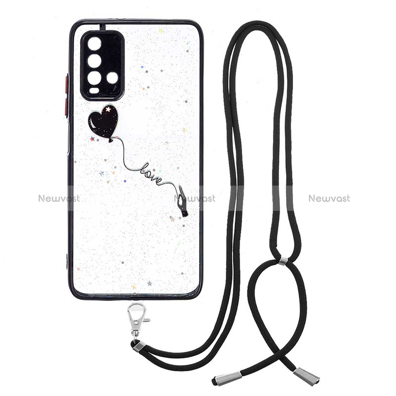 Silicone Candy Rubber Gel Fashionable Pattern Soft Case Cover with Lanyard Strap Y01X for Xiaomi Redmi 9 Power