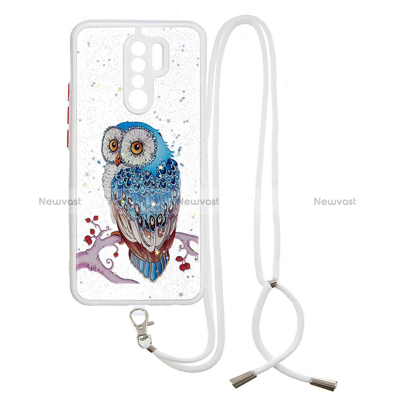 Silicone Candy Rubber Gel Fashionable Pattern Soft Case Cover with Lanyard Strap Y01X for Xiaomi Redmi 9 Prime India Mixed