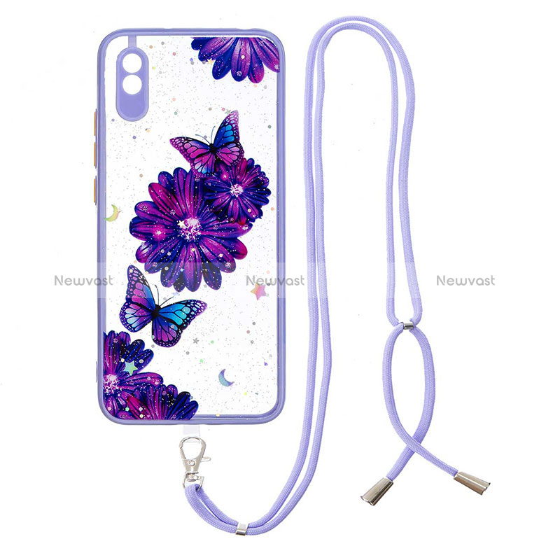 Silicone Candy Rubber Gel Fashionable Pattern Soft Case Cover with Lanyard Strap Y01X for Xiaomi Redmi 9A