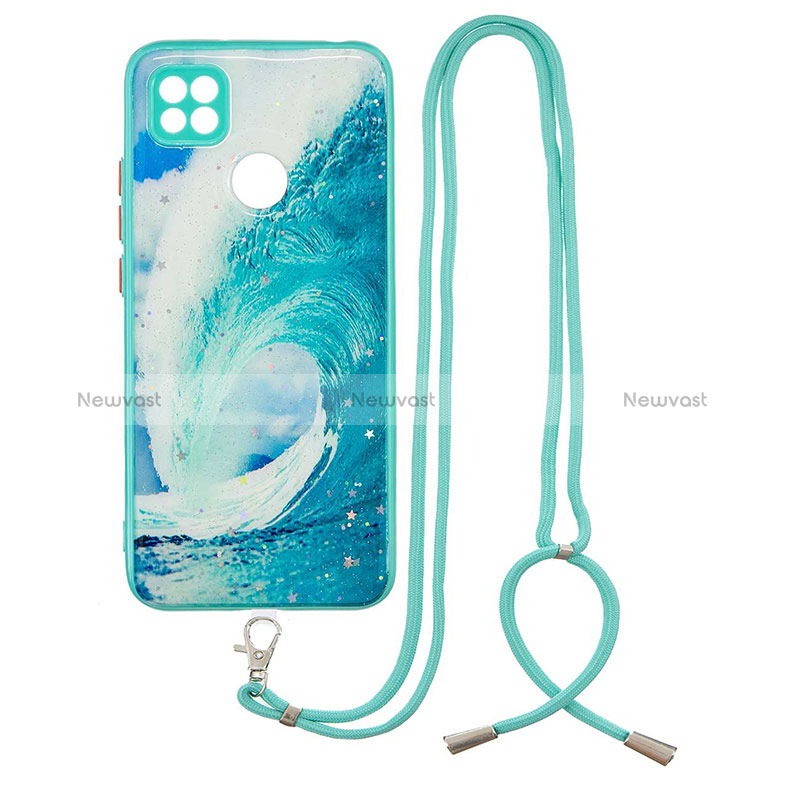 Silicone Candy Rubber Gel Fashionable Pattern Soft Case Cover with Lanyard Strap Y01X for Xiaomi Redmi 9C