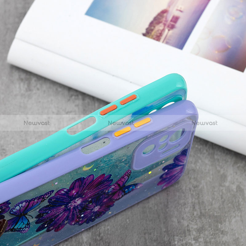 Silicone Candy Rubber Gel Fashionable Pattern Soft Case Cover with Lanyard Strap Y01X for Xiaomi Redmi Note 10 4G