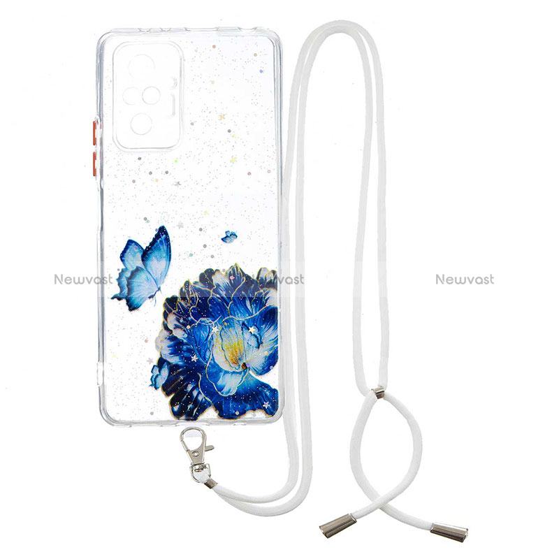 Silicone Candy Rubber Gel Fashionable Pattern Soft Case Cover with Lanyard Strap Y01X for Xiaomi Redmi Note 10 Pro 4G