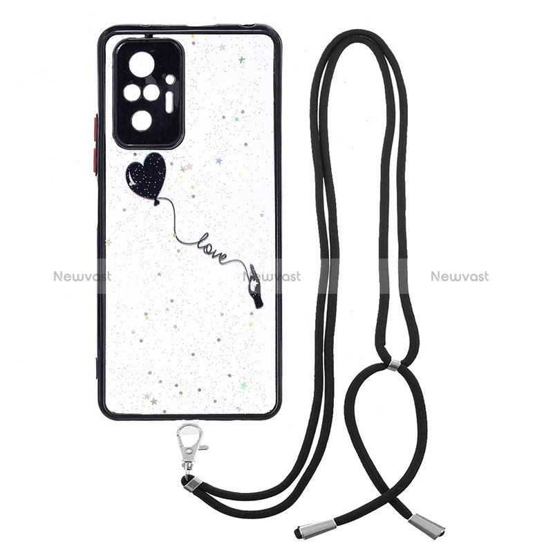 Silicone Candy Rubber Gel Fashionable Pattern Soft Case Cover with Lanyard Strap Y01X for Xiaomi Redmi Note 10 Pro 4G