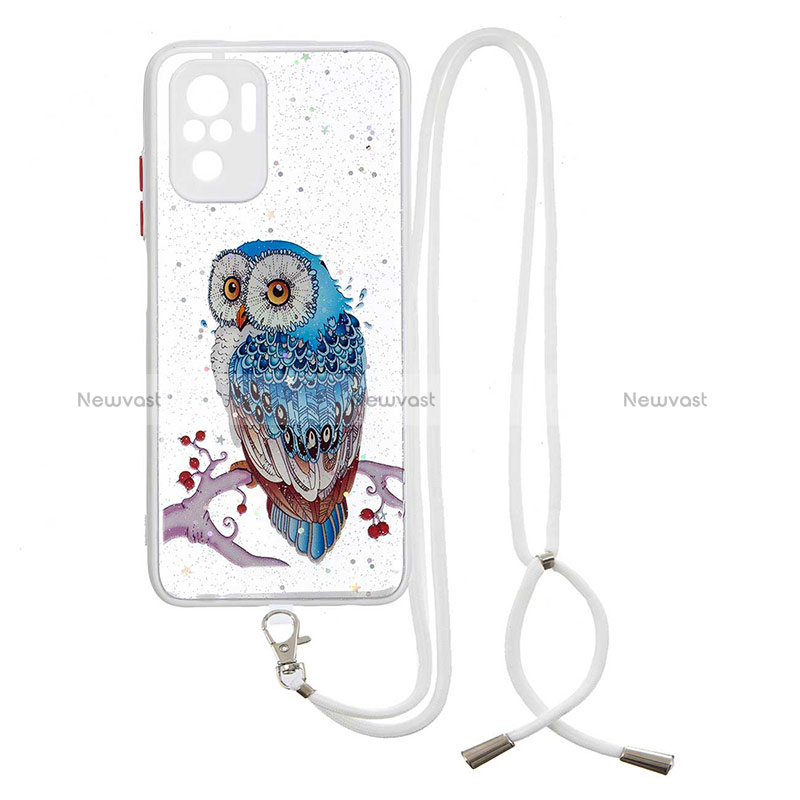 Silicone Candy Rubber Gel Fashionable Pattern Soft Case Cover with Lanyard Strap Y01X for Xiaomi Redmi Note 10S 4G Mixed