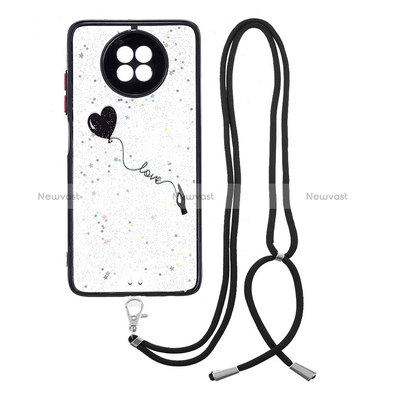 Silicone Candy Rubber Gel Fashionable Pattern Soft Case Cover with Lanyard Strap Y01X for Xiaomi Redmi Note 9 5G