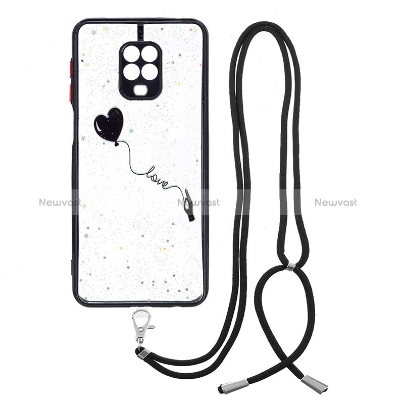 Silicone Candy Rubber Gel Fashionable Pattern Soft Case Cover with Lanyard Strap Y01X for Xiaomi Redmi Note 9S