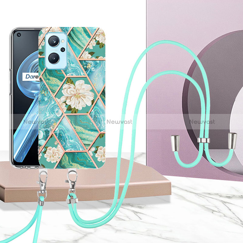 Silicone Candy Rubber Gel Fashionable Pattern Soft Case Cover with Lanyard Strap Y02B for Oppo K10 4G