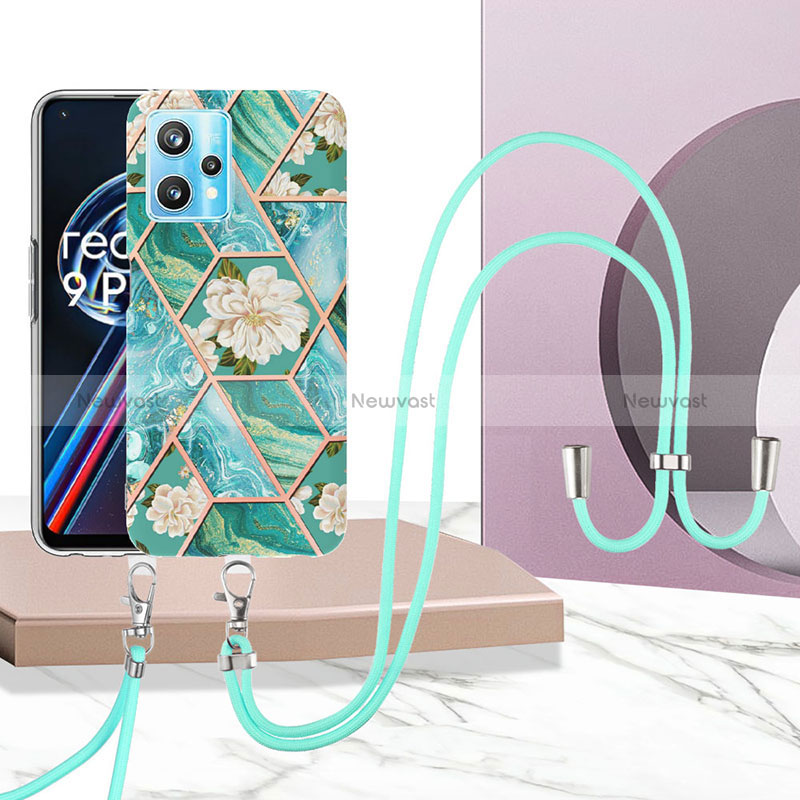 Silicone Candy Rubber Gel Fashionable Pattern Soft Case Cover with Lanyard Strap Y02B for Realme 9 Pro 5G