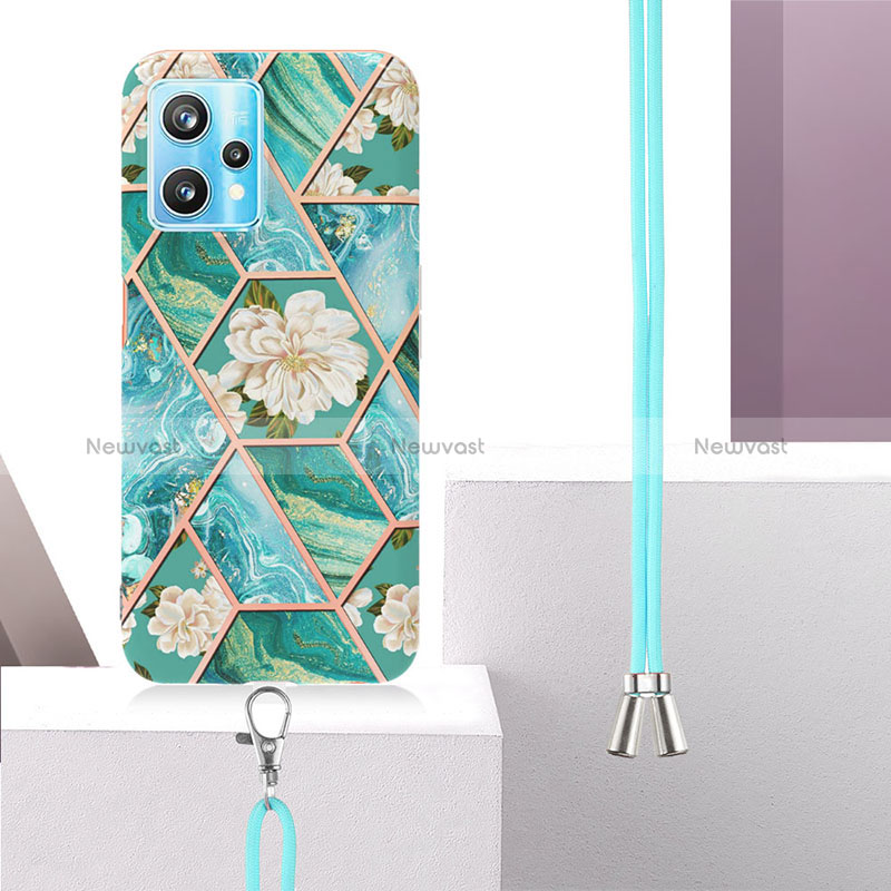 Silicone Candy Rubber Gel Fashionable Pattern Soft Case Cover with Lanyard Strap Y02B for Realme Narzo 50 Pro 5G