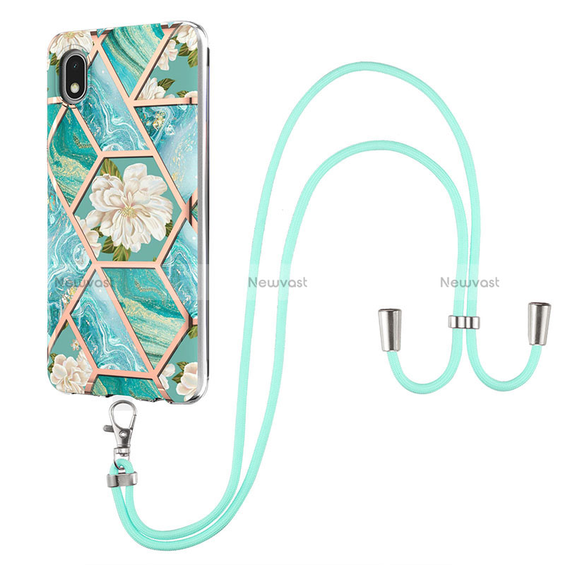 Silicone Candy Rubber Gel Fashionable Pattern Soft Case Cover with Lanyard Strap Y02B for Samsung Galaxy A01 Core