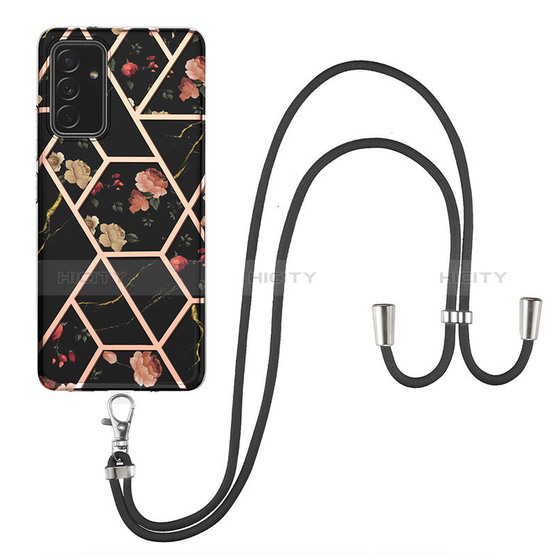 Silicone Candy Rubber Gel Fashionable Pattern Soft Case Cover with Lanyard Strap Y02B for Samsung Galaxy A05s