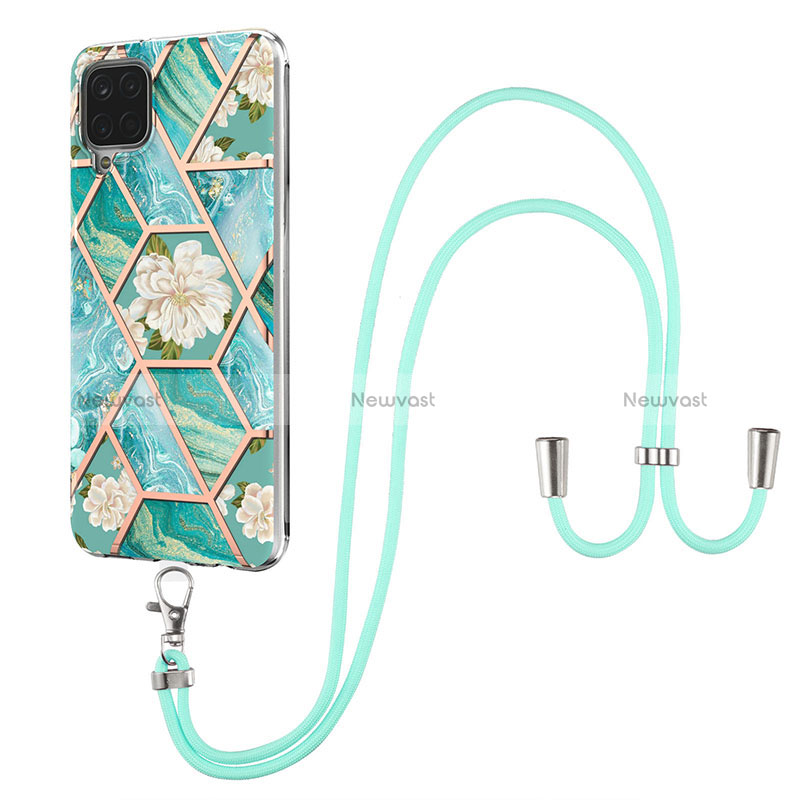 Silicone Candy Rubber Gel Fashionable Pattern Soft Case Cover with Lanyard Strap Y02B for Samsung Galaxy A12 5G