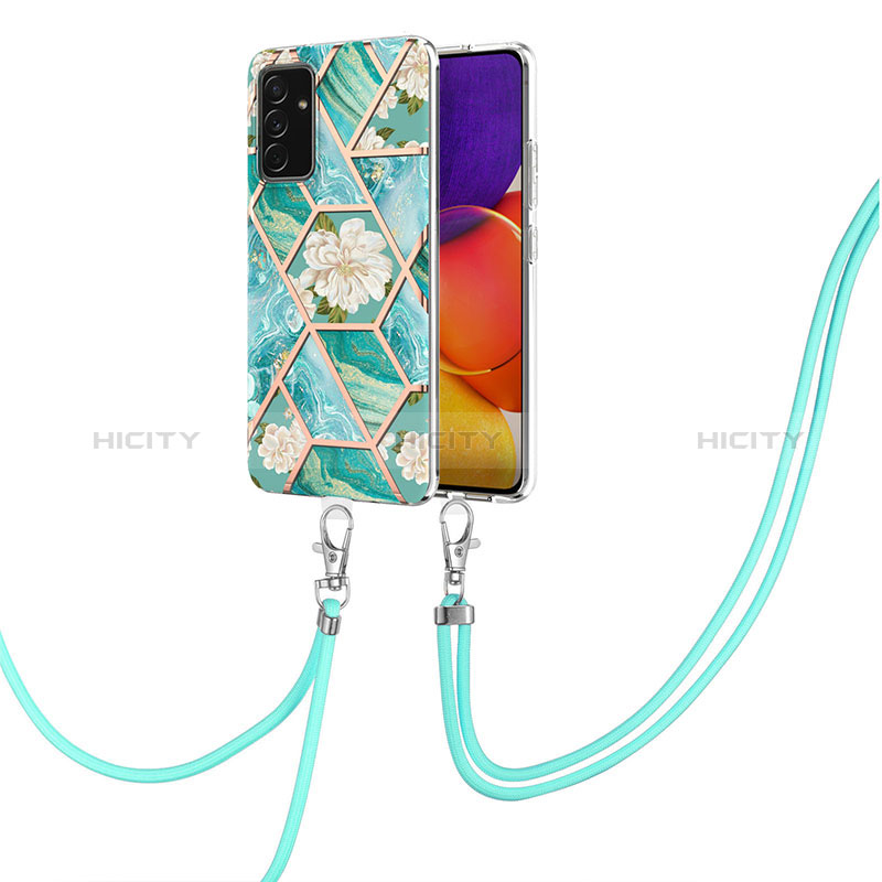 Silicone Candy Rubber Gel Fashionable Pattern Soft Case Cover with Lanyard Strap Y02B for Samsung Galaxy A34 5G