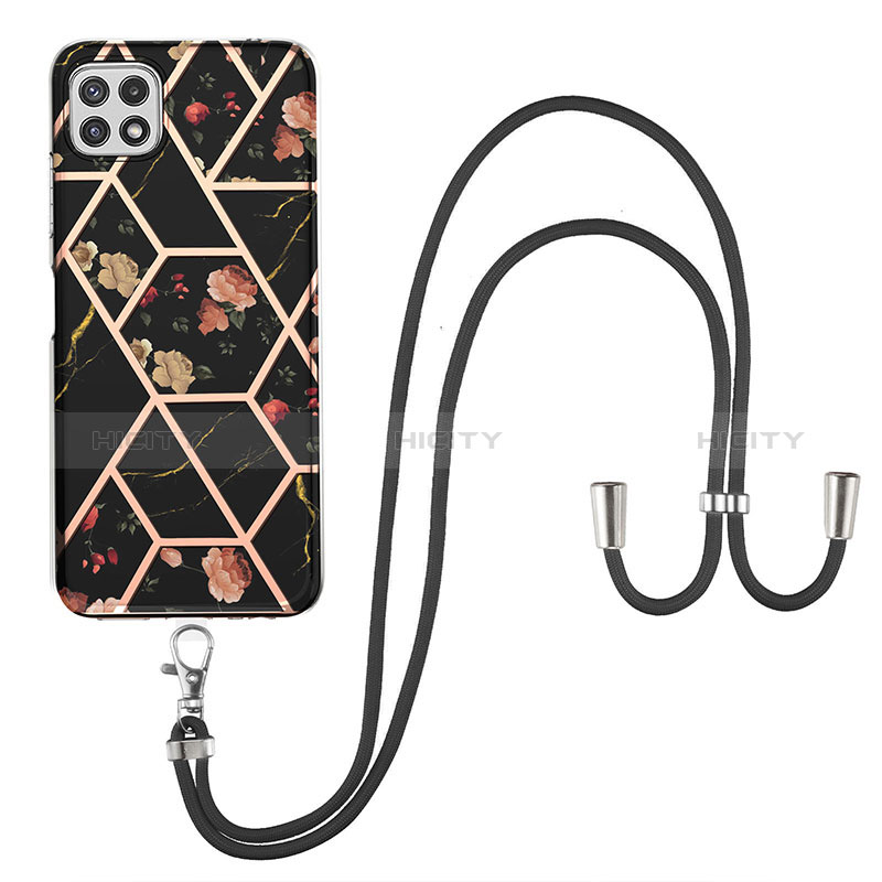 Silicone Candy Rubber Gel Fashionable Pattern Soft Case Cover with Lanyard Strap Y02B for Samsung Galaxy F42 5G