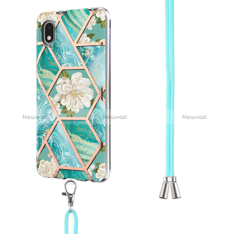 Silicone Candy Rubber Gel Fashionable Pattern Soft Case Cover with Lanyard Strap Y02B for Samsung Galaxy M01 Core