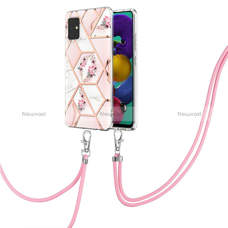 Silicone Candy Rubber Gel Fashionable Pattern Soft Case Cover with Lanyard Strap Y02B for Samsung Galaxy M40S