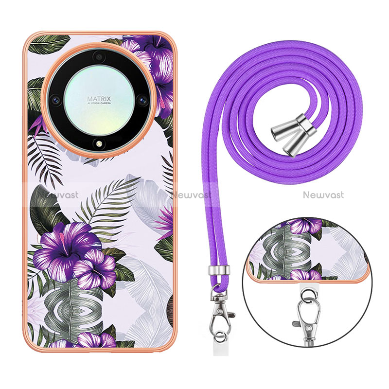 Silicone Candy Rubber Gel Fashionable Pattern Soft Case Cover with Lanyard Strap Y03B for Huawei Honor Magic5 Lite 5G