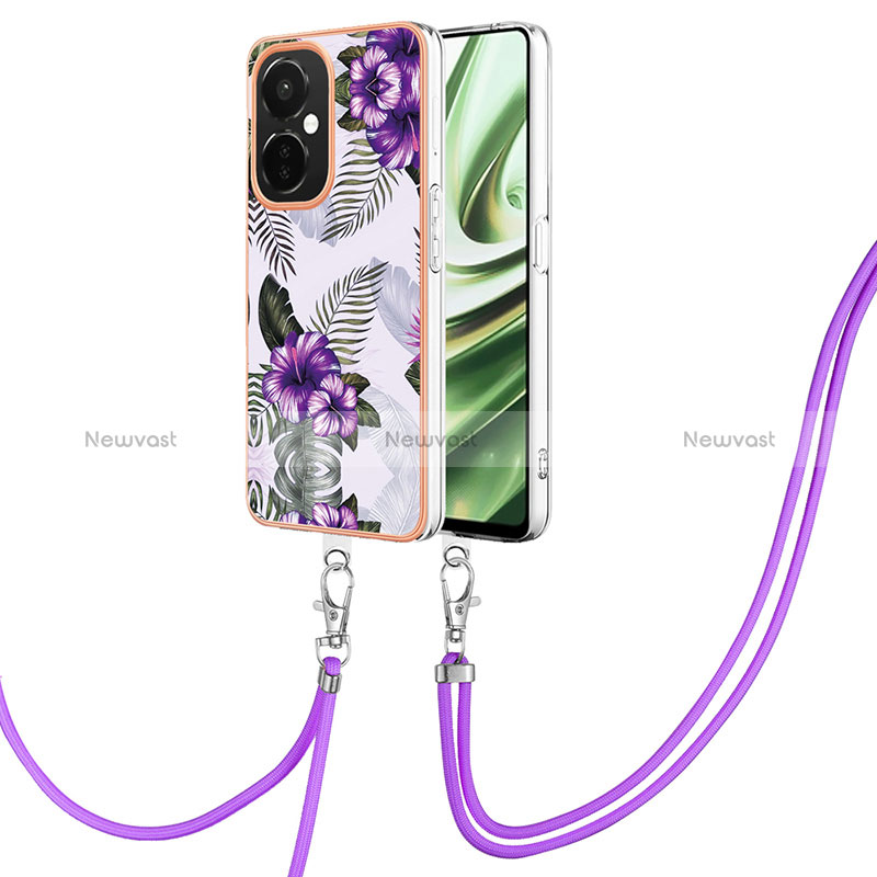 Silicone Candy Rubber Gel Fashionable Pattern Soft Case Cover with Lanyard Strap Y03B for OnePlus Nord CE 3 5G