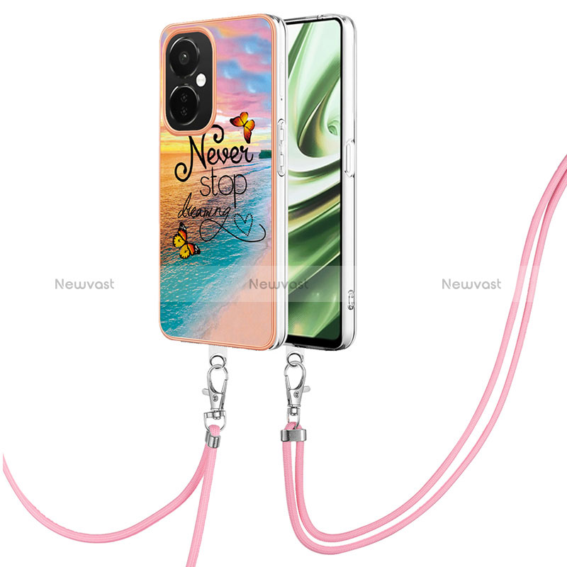 Silicone Candy Rubber Gel Fashionable Pattern Soft Case Cover with Lanyard Strap Y03B for OnePlus Nord CE 3 5G