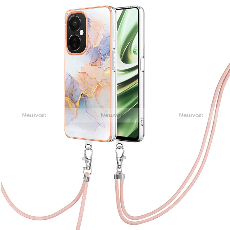 Silicone Candy Rubber Gel Fashionable Pattern Soft Case Cover with Lanyard Strap Y03B for OnePlus Nord N30 5G