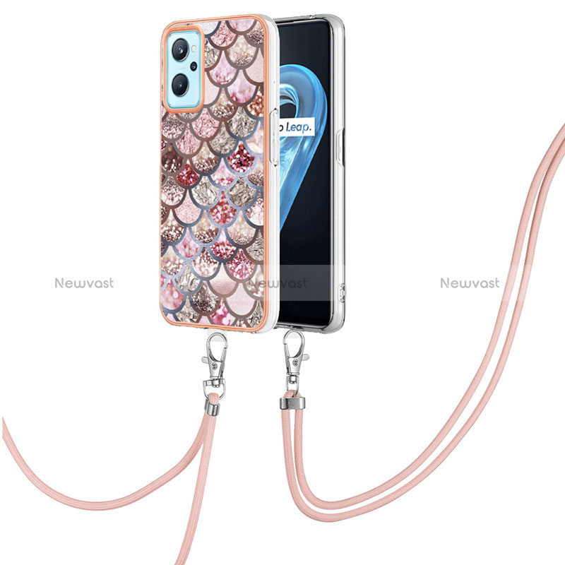 Silicone Candy Rubber Gel Fashionable Pattern Soft Case Cover with Lanyard Strap Y03B for Oppo K10 4G