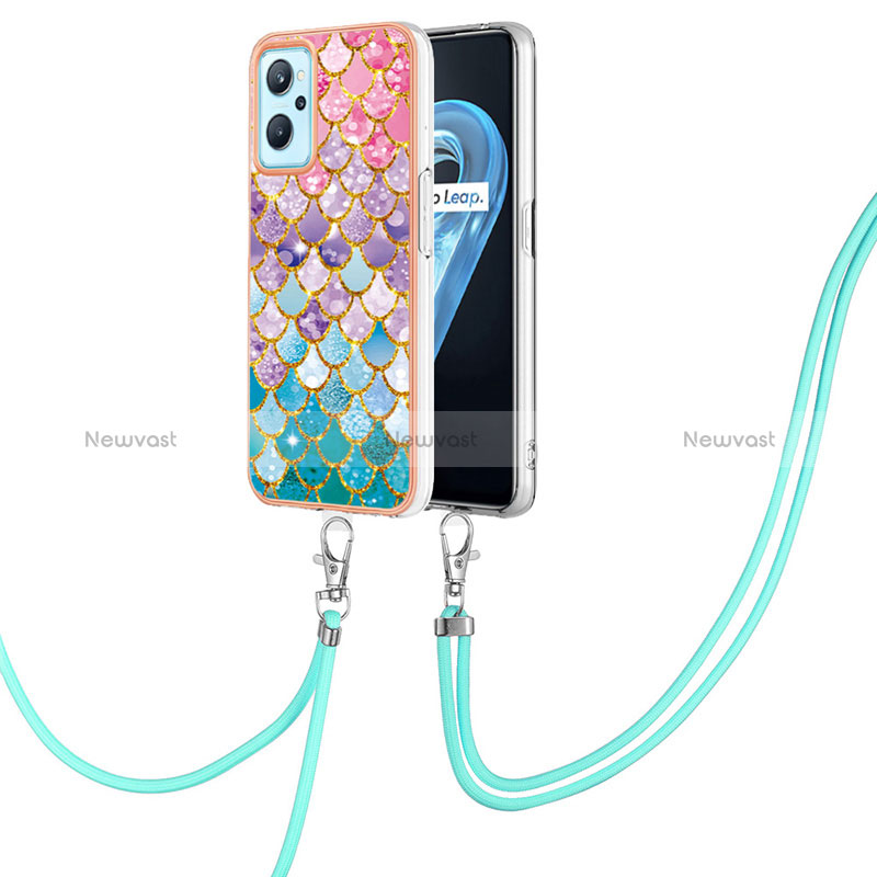 Silicone Candy Rubber Gel Fashionable Pattern Soft Case Cover with Lanyard Strap Y03B for Oppo K10 4G