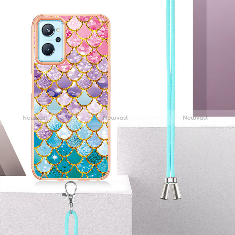 Silicone Candy Rubber Gel Fashionable Pattern Soft Case Cover with Lanyard Strap Y03B for Oppo K10 4G