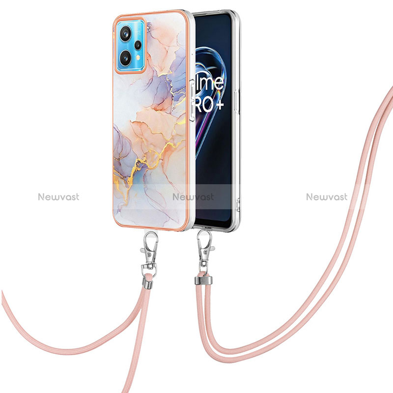 Silicone Candy Rubber Gel Fashionable Pattern Soft Case Cover with Lanyard Strap Y03B for Realme 9 5G