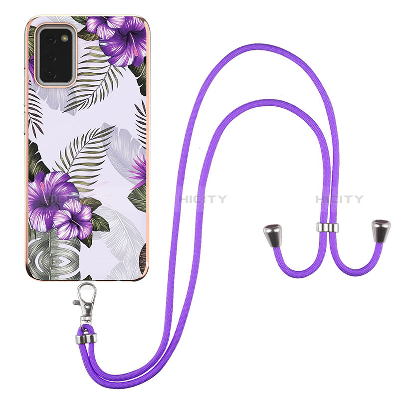 Silicone Candy Rubber Gel Fashionable Pattern Soft Case Cover with Lanyard Strap Y03B for Samsung Galaxy A03s