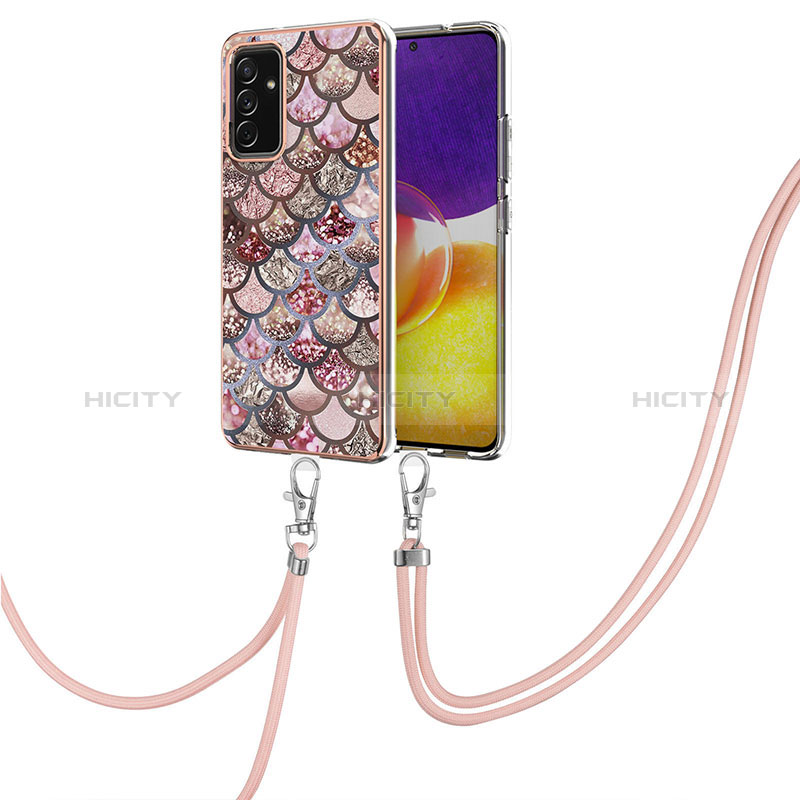 Silicone Candy Rubber Gel Fashionable Pattern Soft Case Cover with Lanyard Strap Y03B for Samsung Galaxy A05s