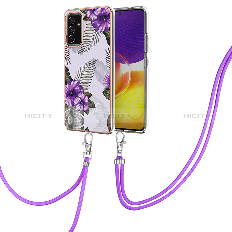 Silicone Candy Rubber Gel Fashionable Pattern Soft Case Cover with Lanyard Strap Y03B for Samsung Galaxy A05s