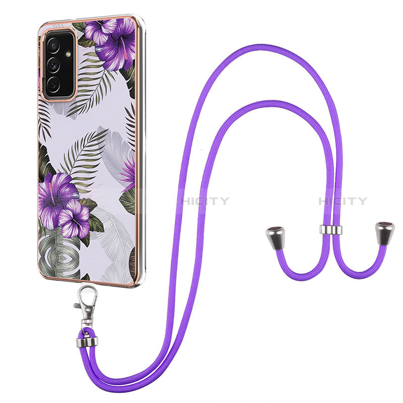 Silicone Candy Rubber Gel Fashionable Pattern Soft Case Cover with Lanyard Strap Y03B for Samsung Galaxy A05s