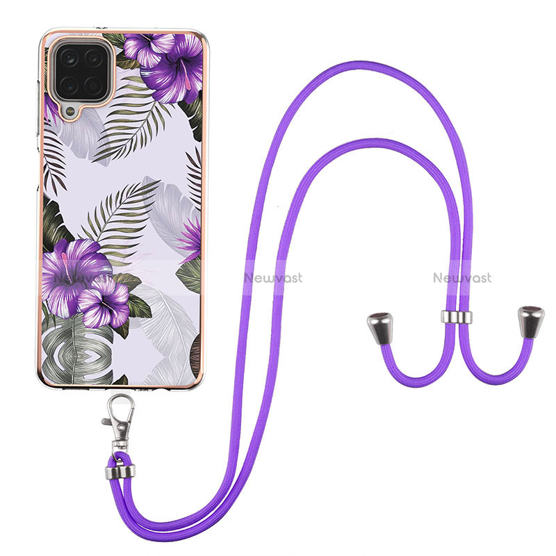 Silicone Candy Rubber Gel Fashionable Pattern Soft Case Cover with Lanyard Strap Y03B for Samsung Galaxy A12 5G