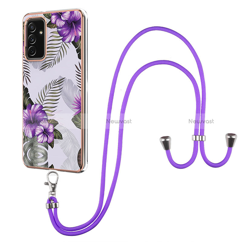 Silicone Candy Rubber Gel Fashionable Pattern Soft Case Cover with Lanyard Strap Y03B for Samsung Galaxy A15 5G