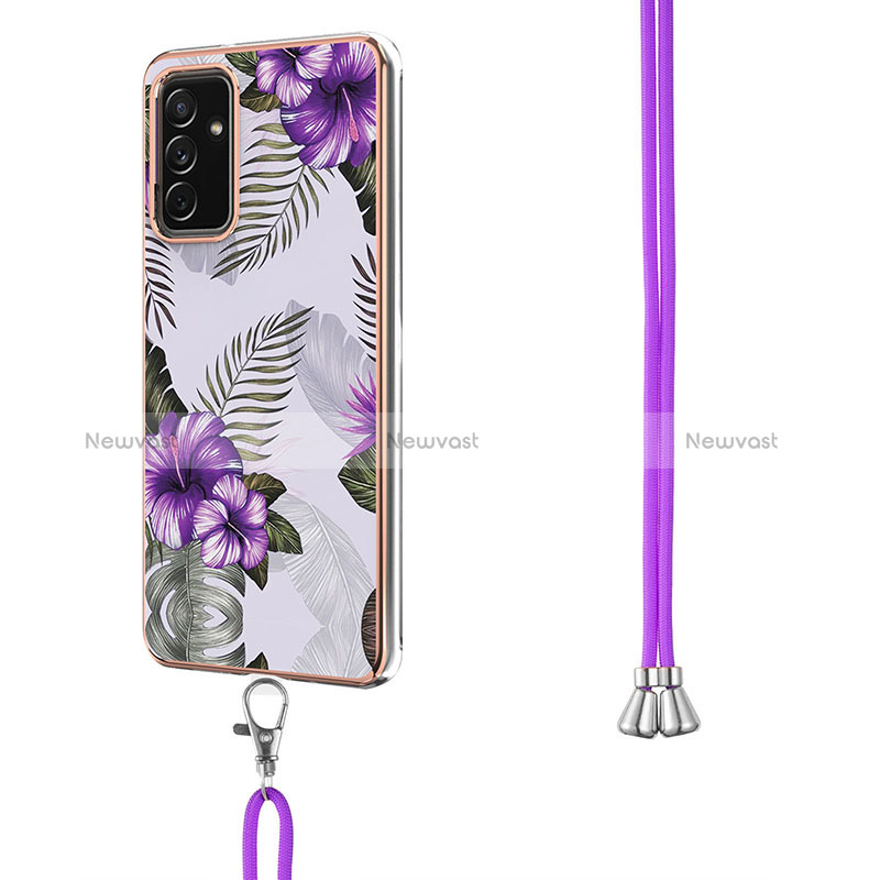 Silicone Candy Rubber Gel Fashionable Pattern Soft Case Cover with Lanyard Strap Y03B for Samsung Galaxy A15 LTE