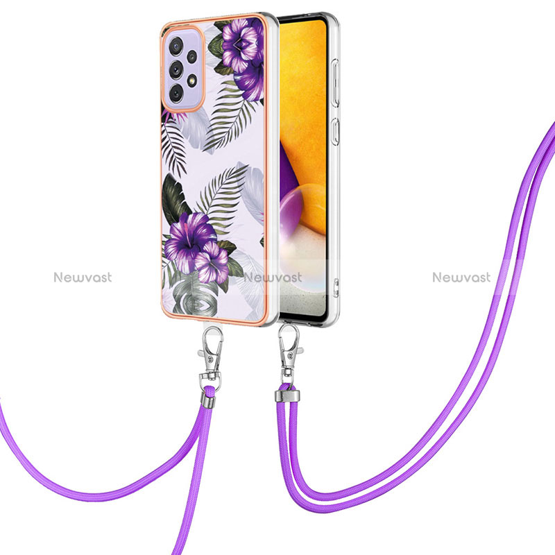 Silicone Candy Rubber Gel Fashionable Pattern Soft Case Cover with Lanyard Strap Y03B for Samsung Galaxy A23 4G