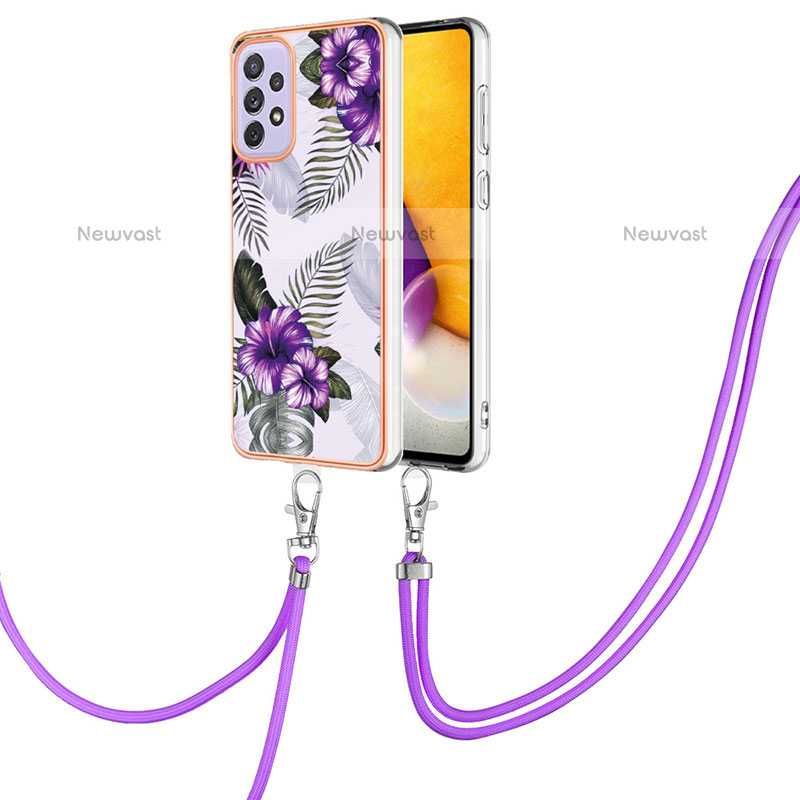 Silicone Candy Rubber Gel Fashionable Pattern Soft Case Cover with Lanyard Strap Y03B for Samsung Galaxy A23 5G