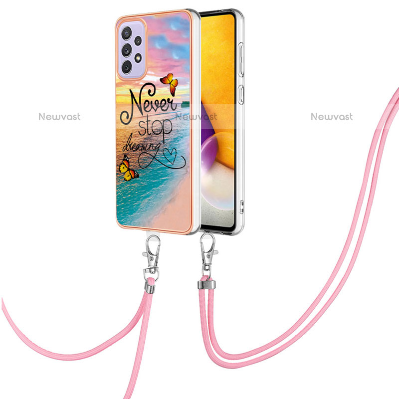 Silicone Candy Rubber Gel Fashionable Pattern Soft Case Cover with Lanyard Strap Y03B for Samsung Galaxy A23 5G Mixed