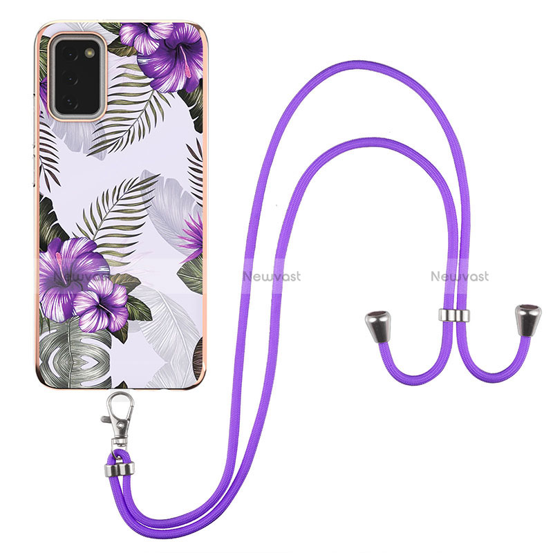 Silicone Candy Rubber Gel Fashionable Pattern Soft Case Cover with Lanyard Strap Y03B for Samsung Galaxy F02S SM-E025F