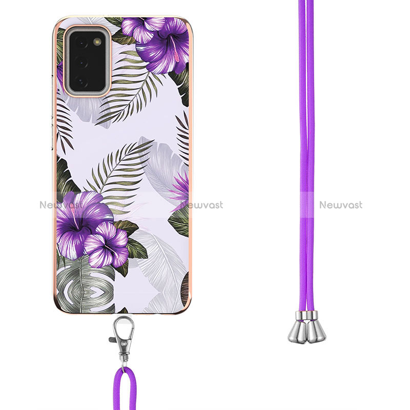 Silicone Candy Rubber Gel Fashionable Pattern Soft Case Cover with Lanyard Strap Y03B for Samsung Galaxy F02S SM-E025F