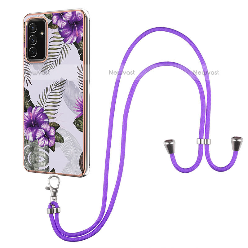 Silicone Candy Rubber Gel Fashionable Pattern Soft Case Cover with Lanyard Strap Y03B for Samsung Galaxy Quantum2 5G