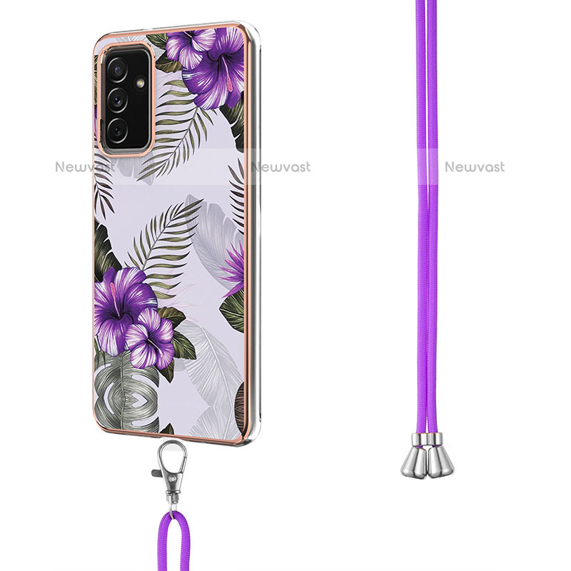 Silicone Candy Rubber Gel Fashionable Pattern Soft Case Cover with Lanyard Strap Y03B for Samsung Galaxy Quantum2 5G