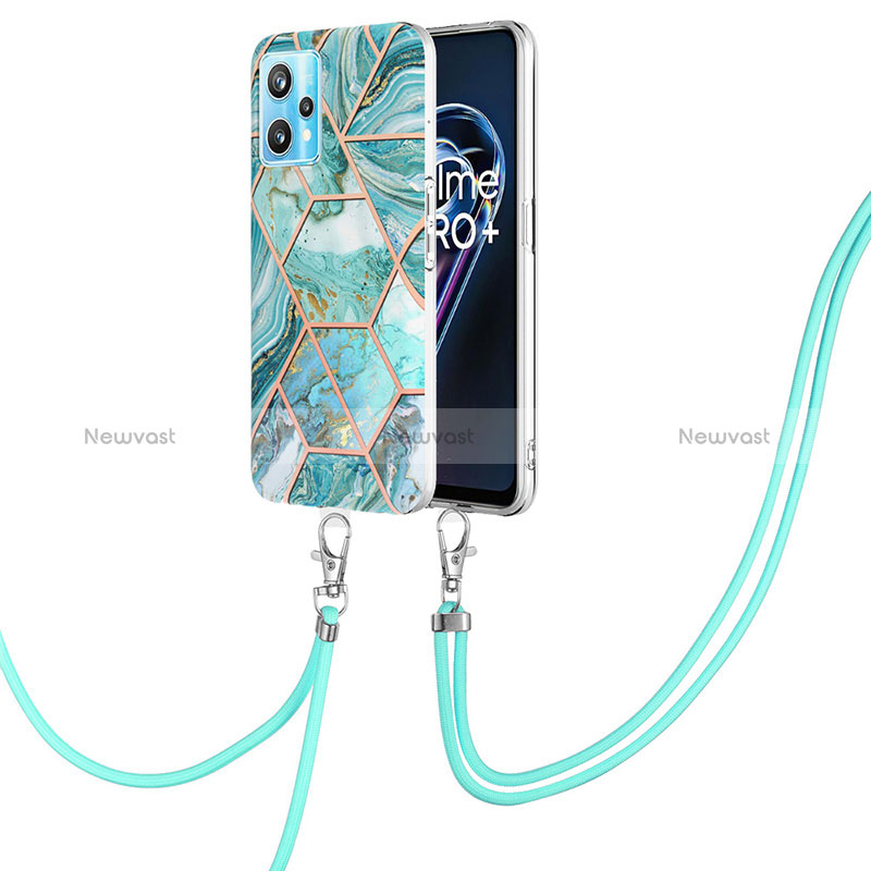 Silicone Candy Rubber Gel Fashionable Pattern Soft Case Cover with Lanyard Strap Y04B for Realme 9 4G