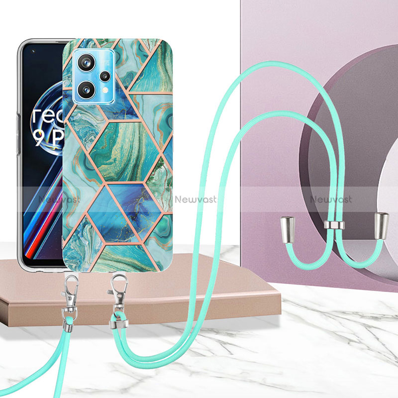 Silicone Candy Rubber Gel Fashionable Pattern Soft Case Cover with Lanyard Strap Y04B for Realme 9 5G