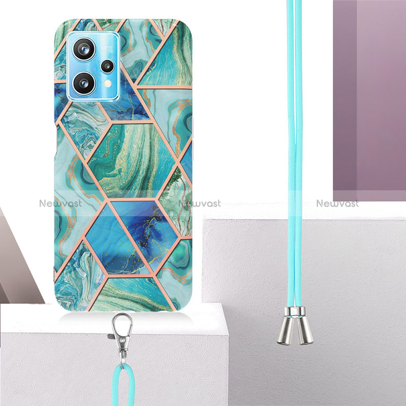 Silicone Candy Rubber Gel Fashionable Pattern Soft Case Cover with Lanyard Strap Y04B for Realme 9 5G